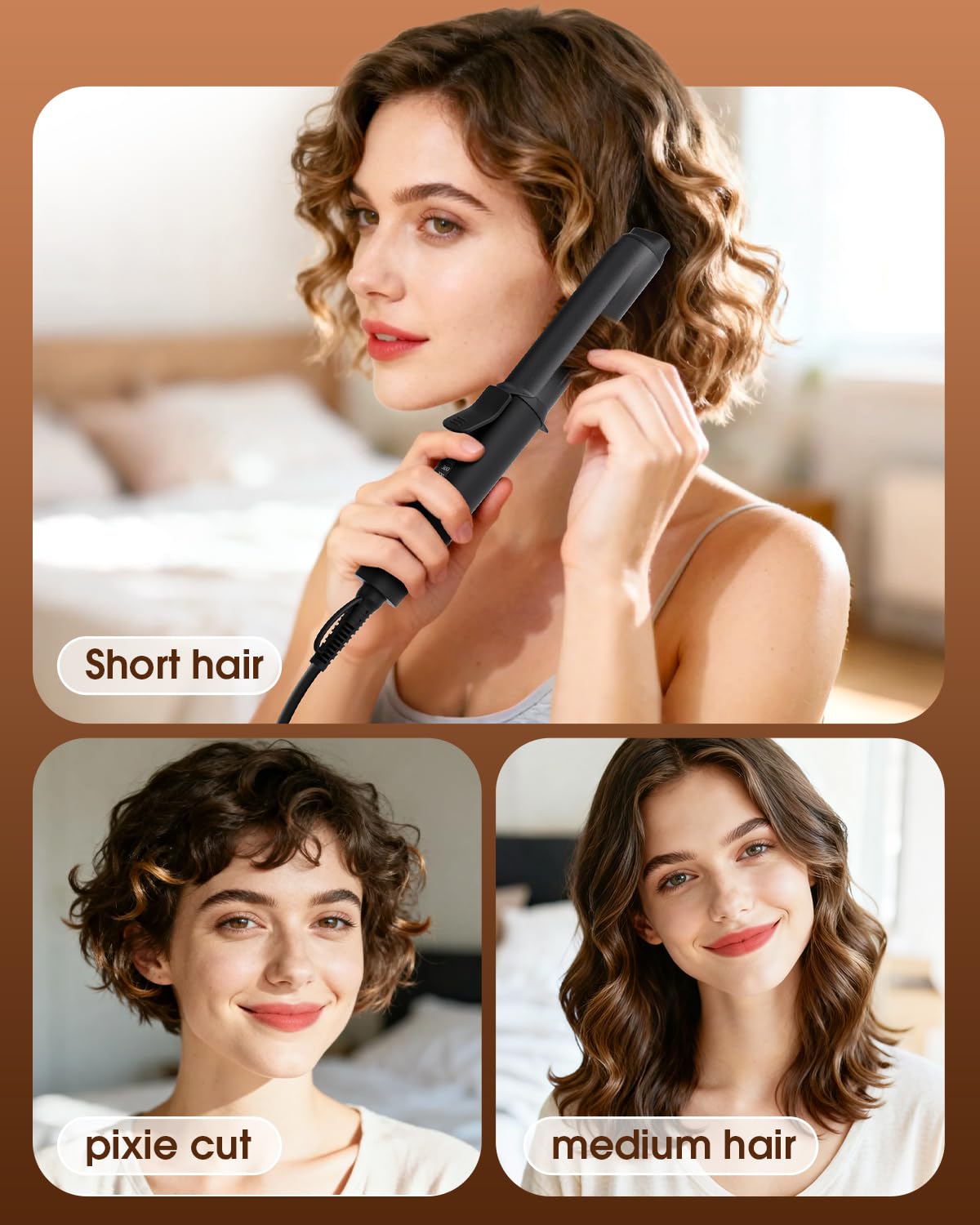 Mini Curling Iron 1inch,320-360-400°F Temperature, 100~240V Dual Voltage Travel Compact Curling Iron,30S Heat-Up, Portable Hair Styling Tool, Heat-Resistant Protective Cover,Short Hair