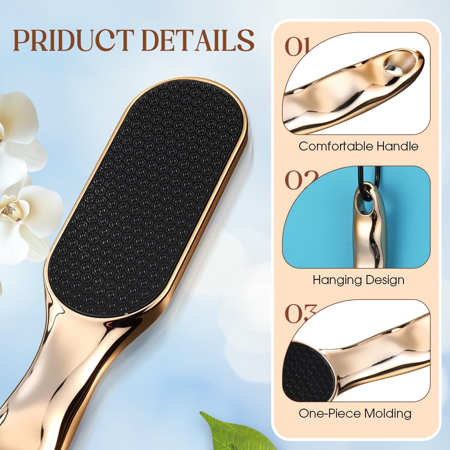 Lanties Hard Skin Remover Nano Glass Foot File, Veins Grain Foot File, Professional Foot Care Tools, Pedicure Tool for Smooth Feet, Safe and to Remove Hard Skin and Dead Skin Foot Scrubber(Gold)