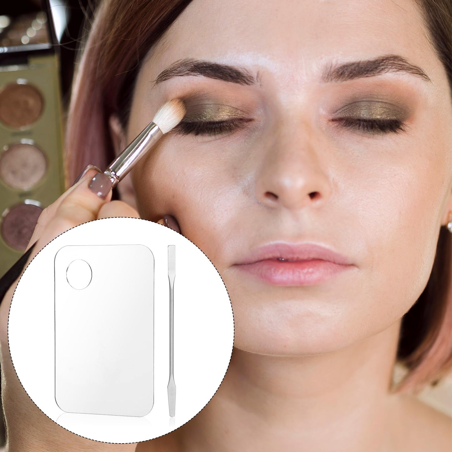 3 Pices Acrylic Makeup Palettes, 3pcs Cosmetic Palette with 3pcs Spatula Makeup Palette Mixing Tray for Foundation Eye Shadow Lipsticks Foundation Lipsticks (Rectangular)