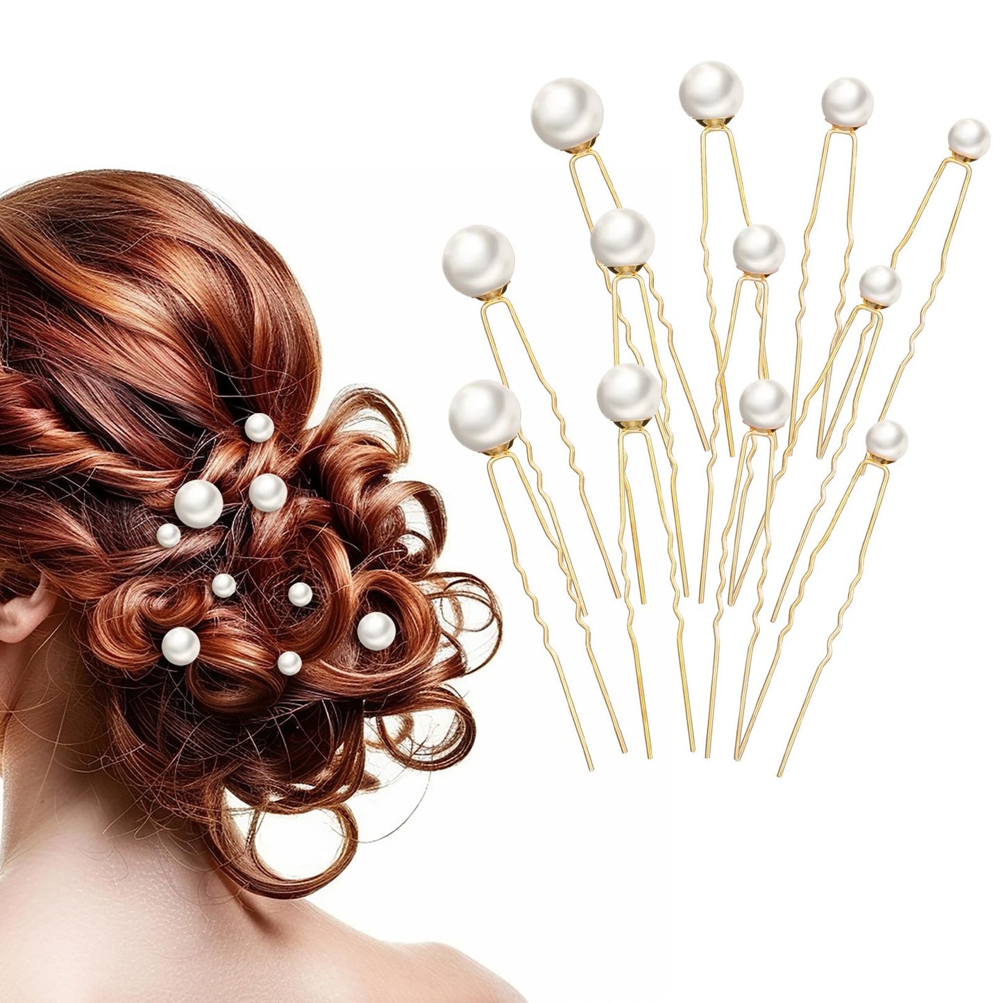 YUXIANLB 40 PCS Pearl Hair Pins Wedding Pearl Hairpins U Pearls Shaped Hair Accessories Bridal Bobby Pins White Pearls Bobby Clip Gold Vintage Headpiece Jewelry for Brides Bridesmaids Women Hairstyles
