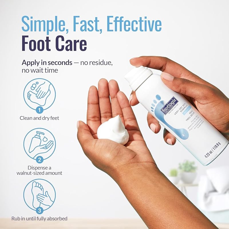 Footlogix Very Dry Skin Mousse for Feet – Urea, Co-Q10, Aloe & Vitamin E 4.23 fl oz