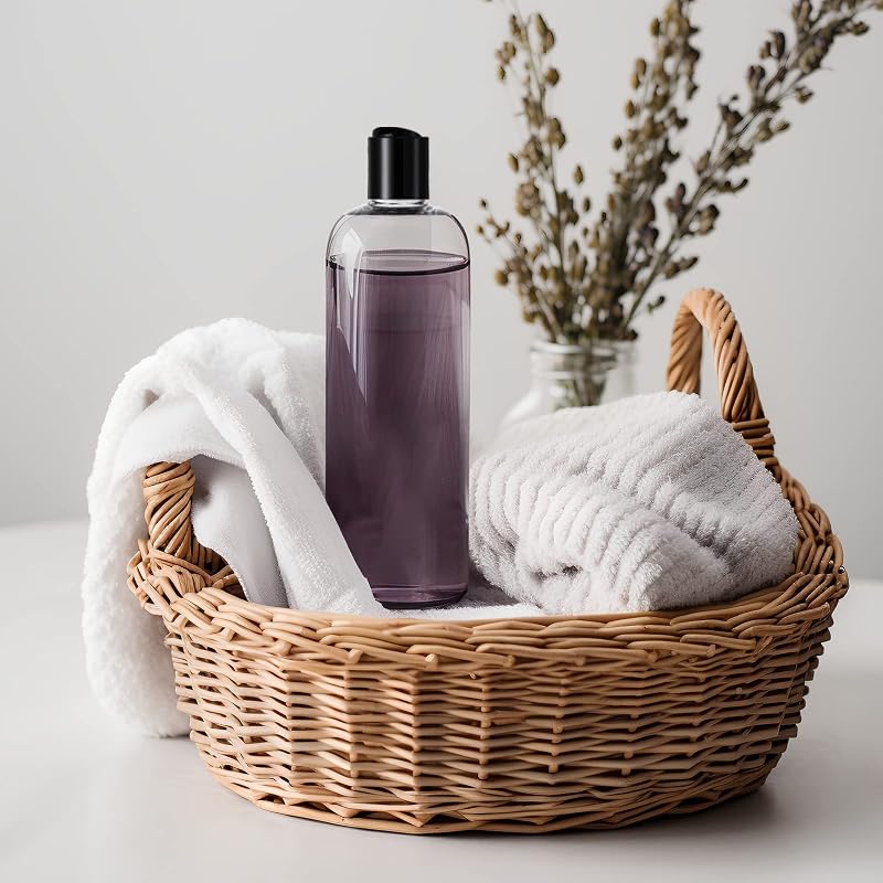Nuenen 24-Pack 16 oz Clear Empty Lotion Bottles with Black Disc Caps - Leak-Resistant Travel Containers