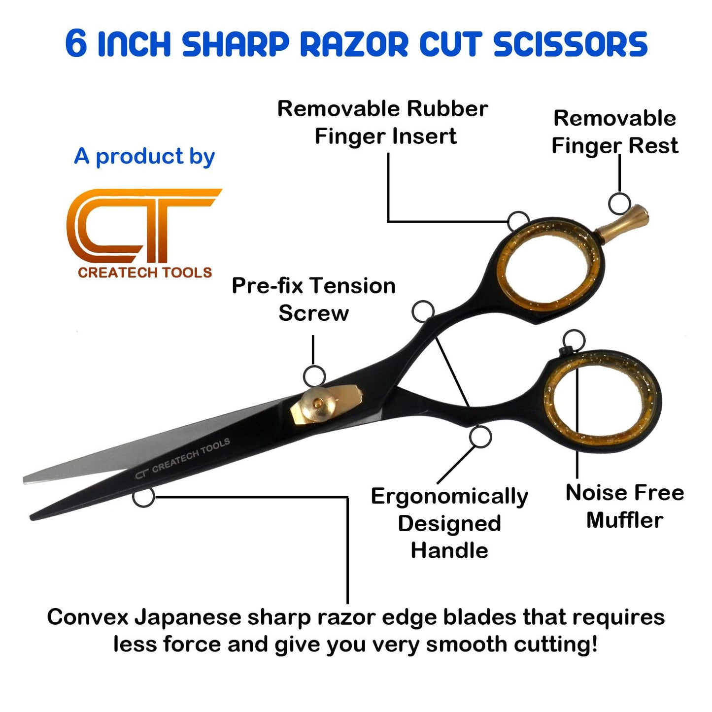 Hair Scissors Set – Large and Small Hair Cutting, Hairdressing and Trimming Black Scissors, Family Care Pack