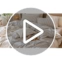 MooMee Classic Stripes Cal King Duvet Cover Set - Tannish Linen Grey White, 100% Washed Cotton