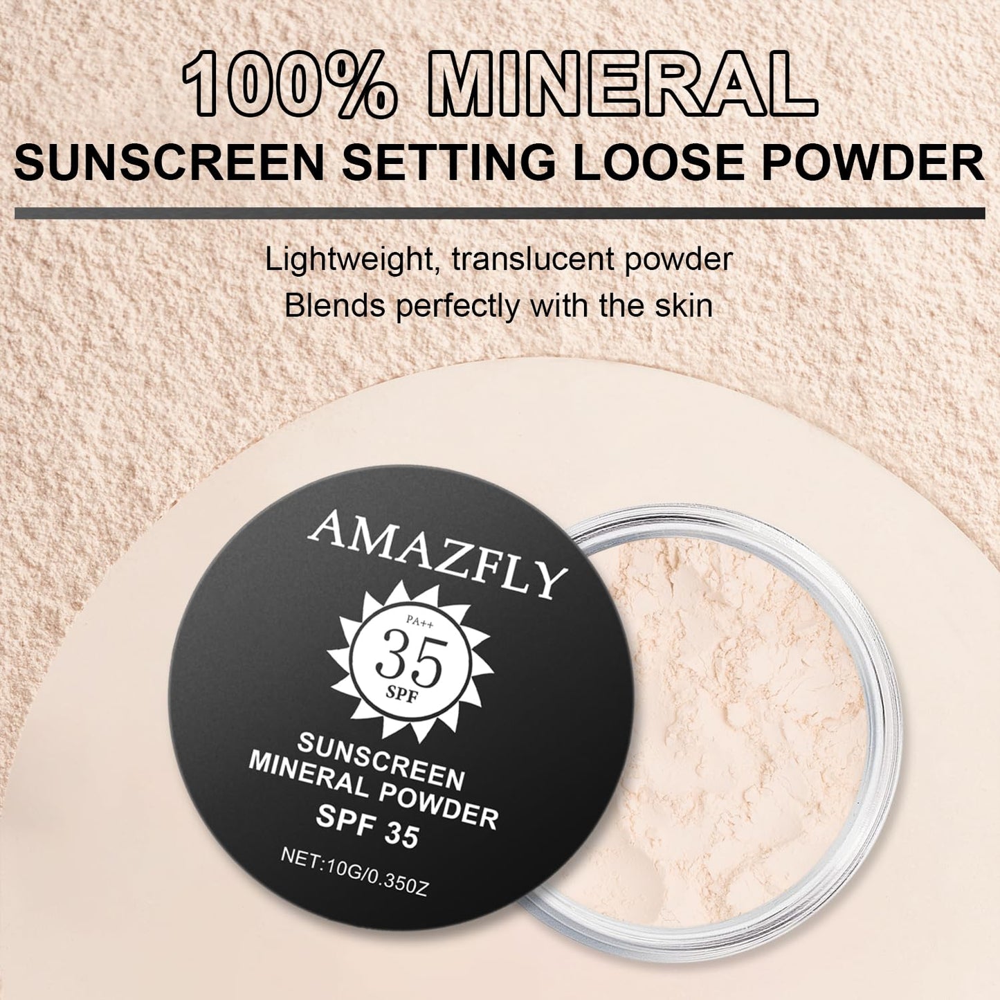 Meilury Sunscreen Mineral Setting Powder, SPF 35, Talc-Free, Blurring Finishing Powder, Buildable Lightweight Coverage, for Matte Base Makeup (#01 Translucent Setting Makeup)