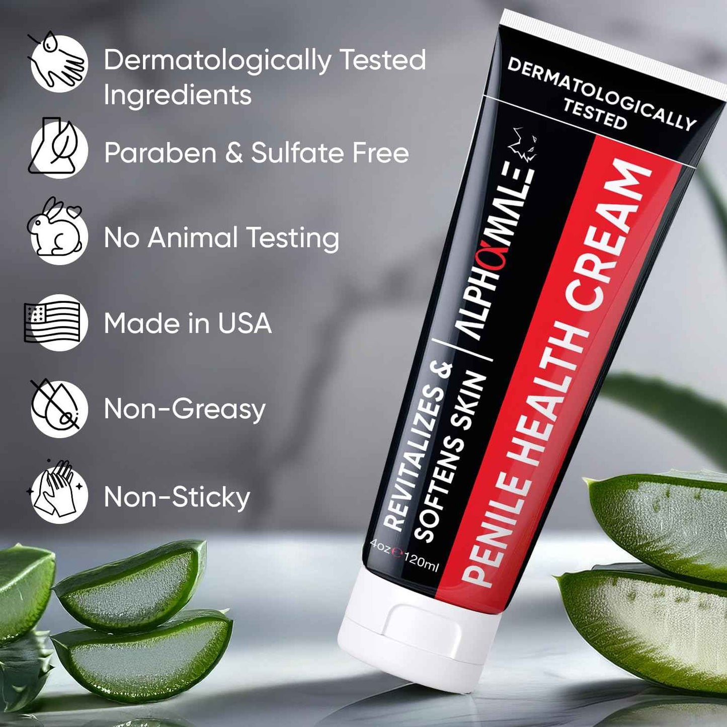 AlphaMale Premium Penile Health Cream for Men – Penile Cream Daily Moisturizer for Sensitive Skin - Foreskin Restoration - Hydrating Formula for Dryness & Irritation – Fragrance-Free – 4oz