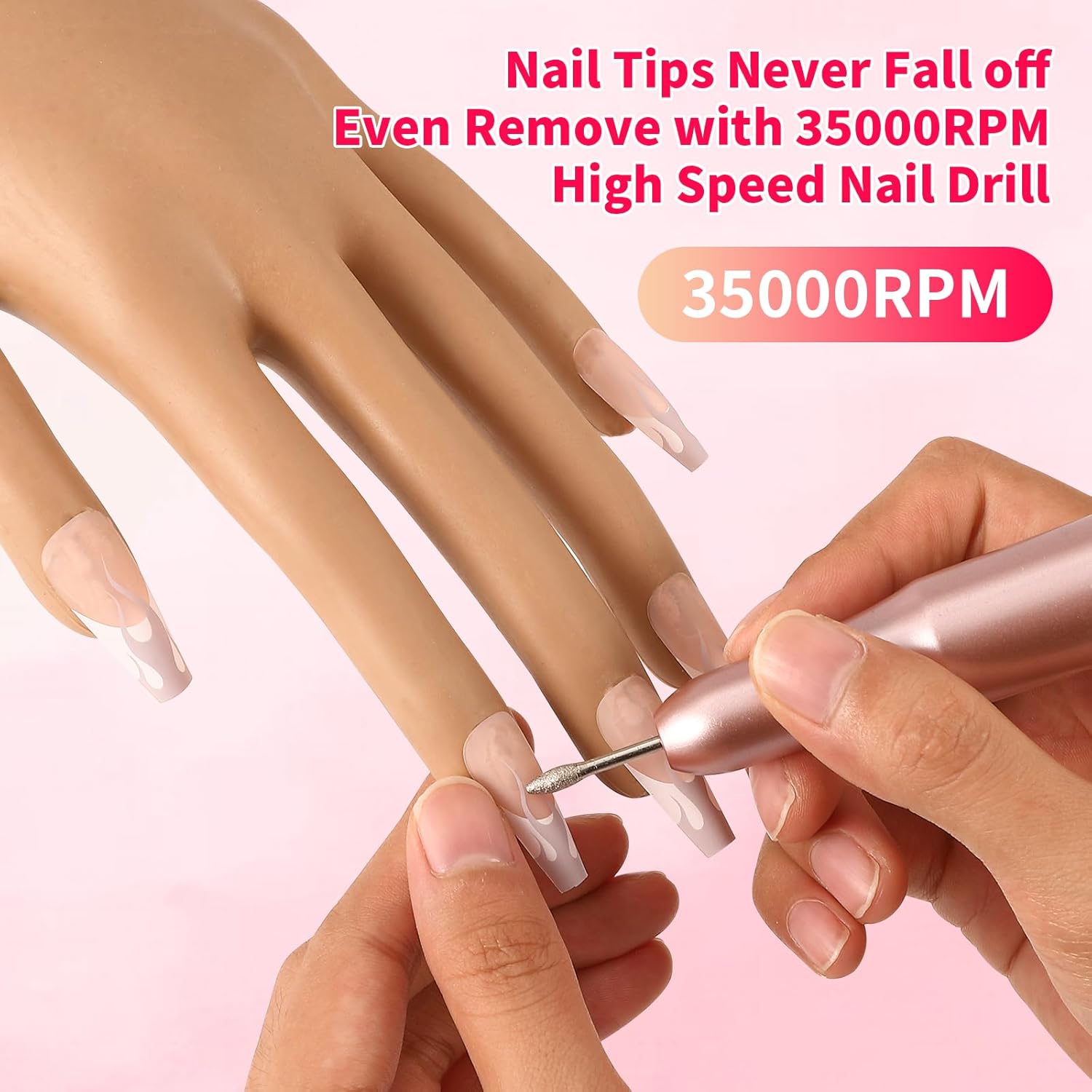 Flexible Acrylic Nail Practice Hand - Realistic Mannequin for Training & Nail Tips