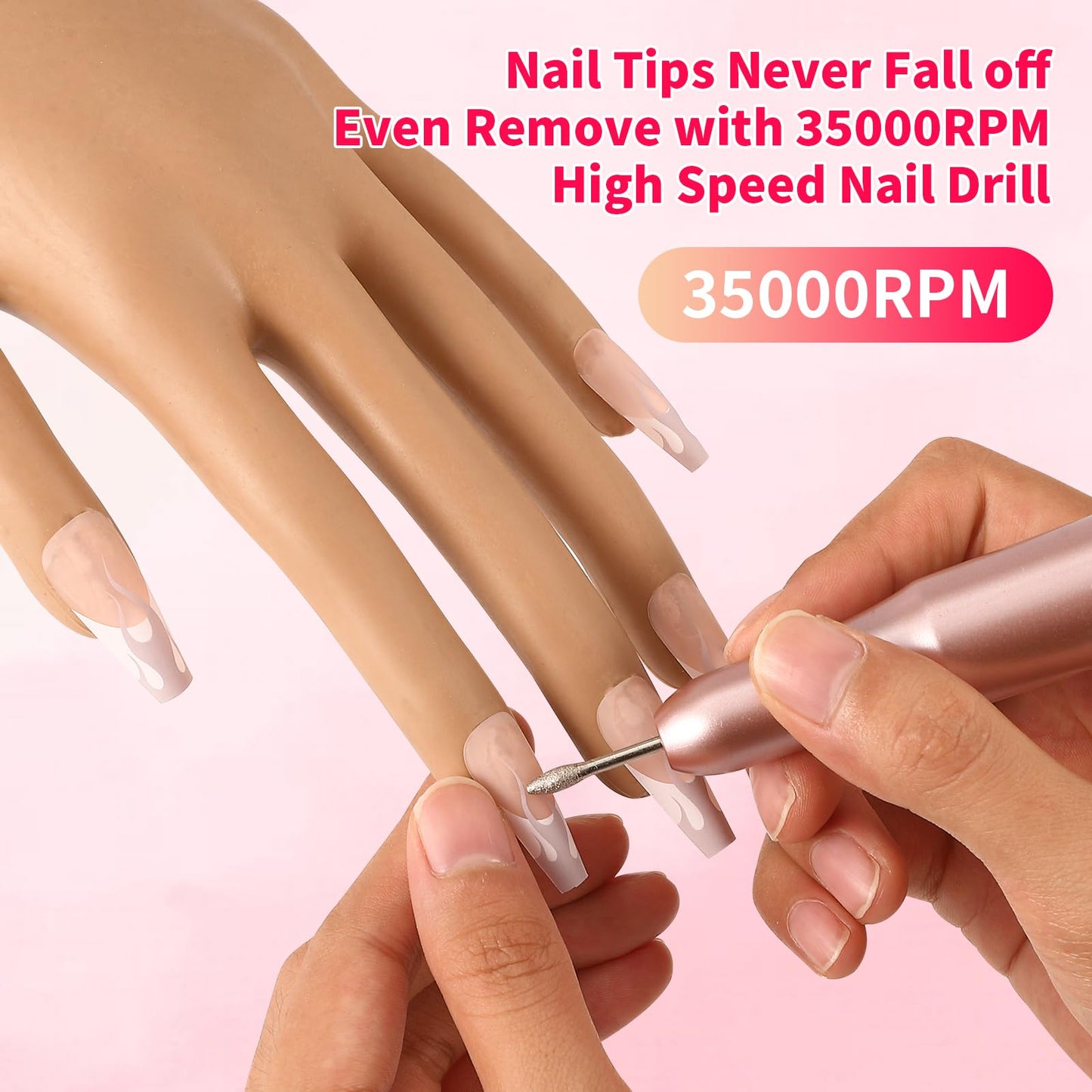 ALUROICE Practice Hand for Acrylic Nails - Nail Tips Won't Fall off Again- Flexible Fake Nail Mannequin Hand Practice for Training