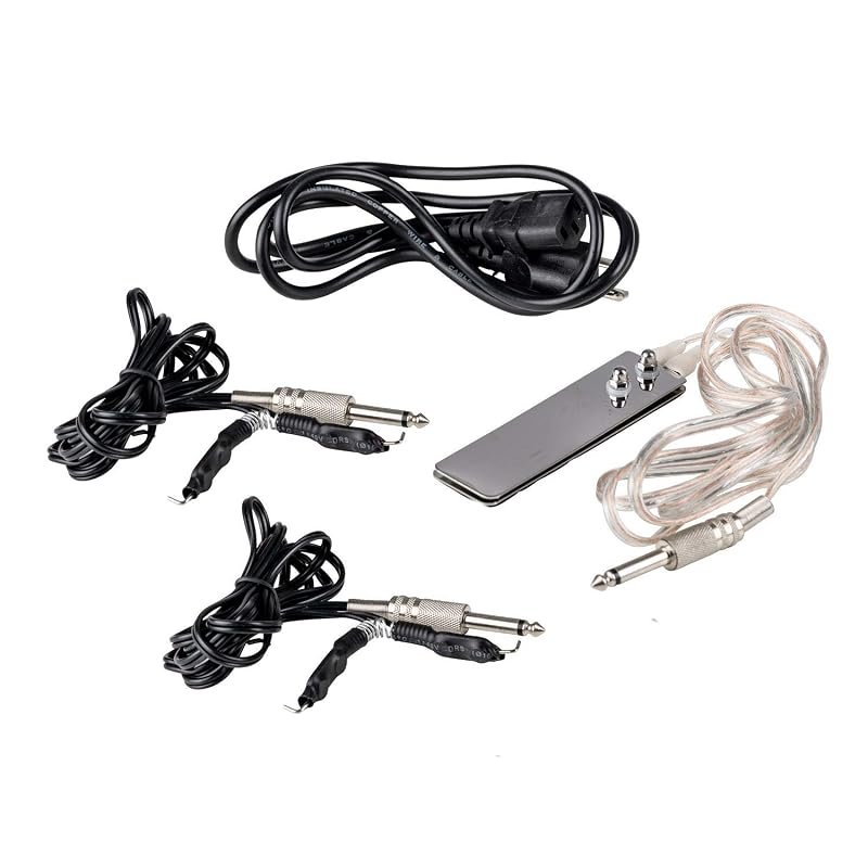Dual Digital Tattoo Power Supply with Foot Pedal & 2 Clip Cords — Black