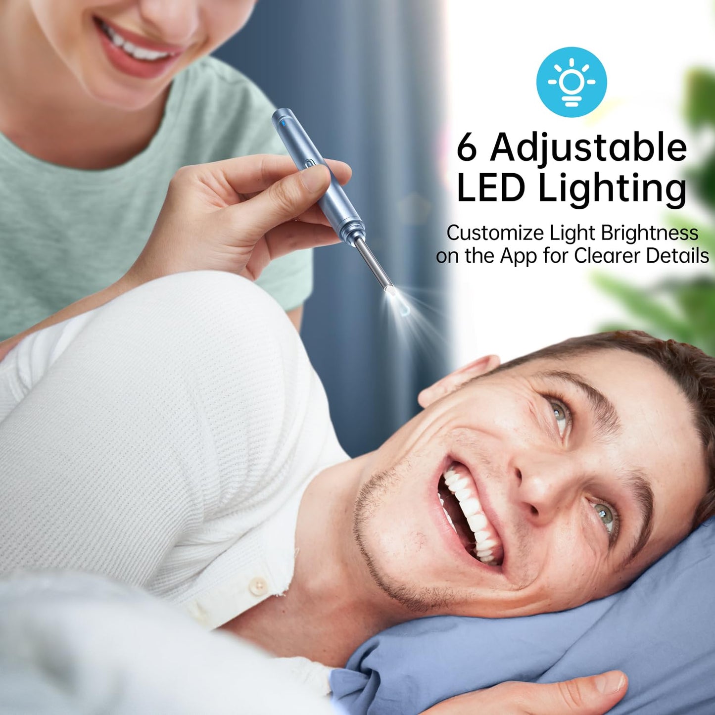 Ear Wax Removal Tool, Ear Cleaner with Camera, 1296P HD Camera and 6 LED Lights, Ear Cleaning kit with 10 Ear Pick Tips, Ear Wax Removal Kit for iOS and Android(Pale Blue)