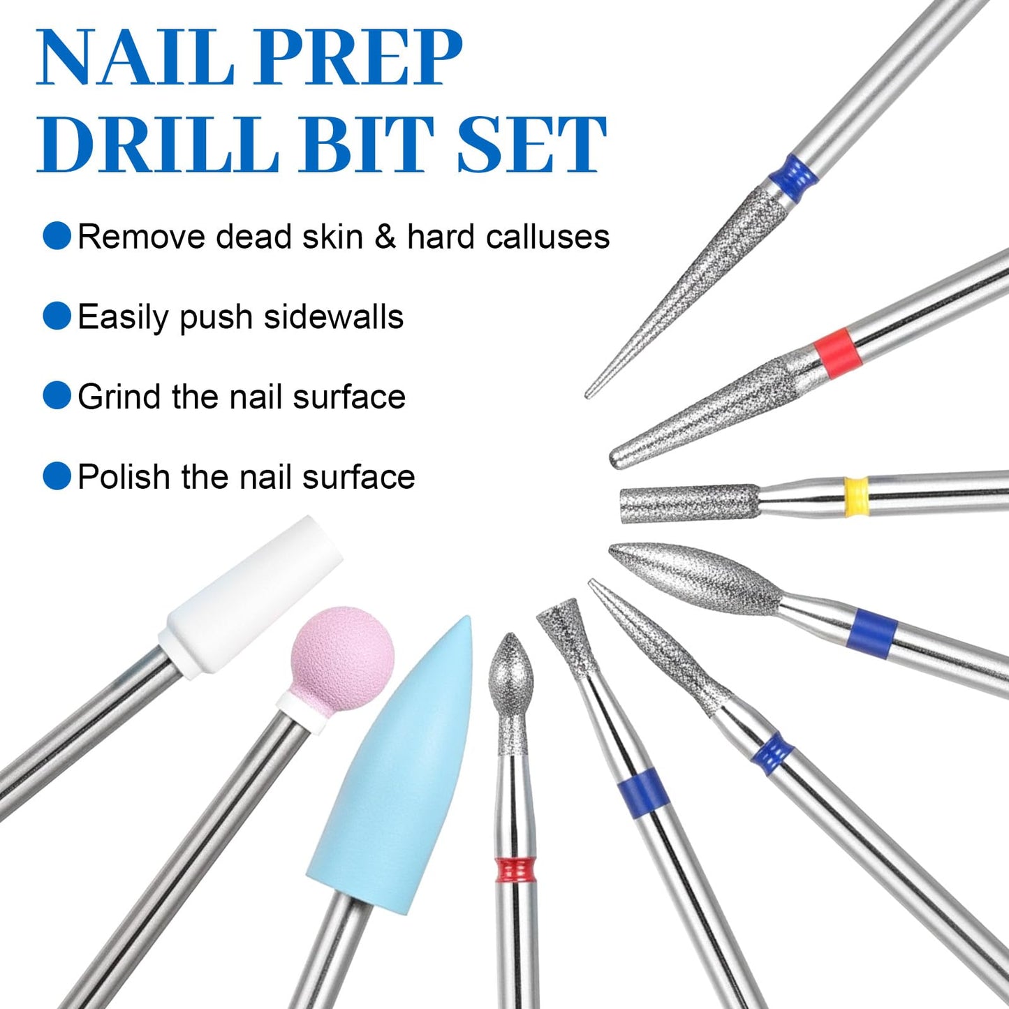 10 Pcs Nail Drill Bit Set,3/32 Inch Cuticle Bit for Nail Drill,Carbide Nails Bits for Manicure & Pedicure,Nails Drills Bits for Professional Electric Manicure Tools