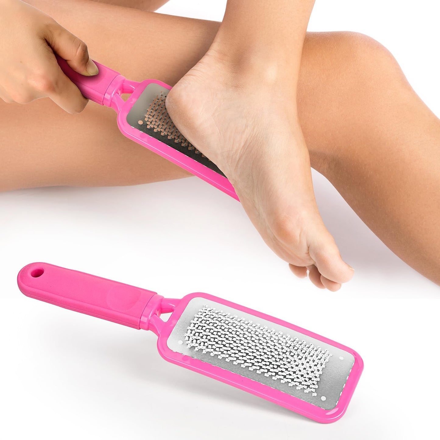 Foot Rasp Foot File and Callus Remover, Professional Foot Care Pedicure Stainless Steel File，Effective Dead Skin and Callus Remover for Smooth（Pink）