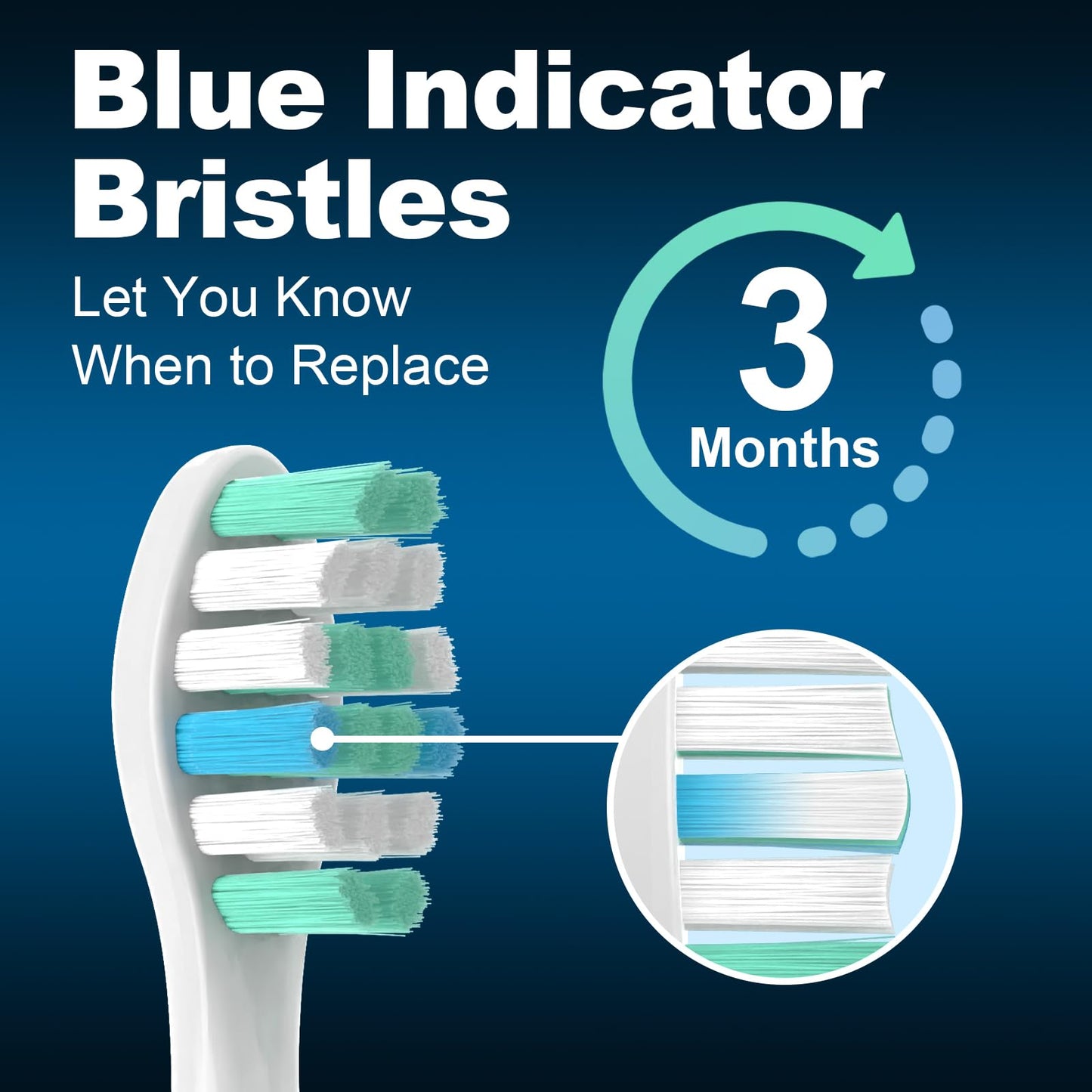 MRYUESG Replacement Toothbrush Heads for Philips Sonicare Replacement Heads, 10 Pack, Electric Tooth-Brush Head Compatible with Phillips, White-Blue