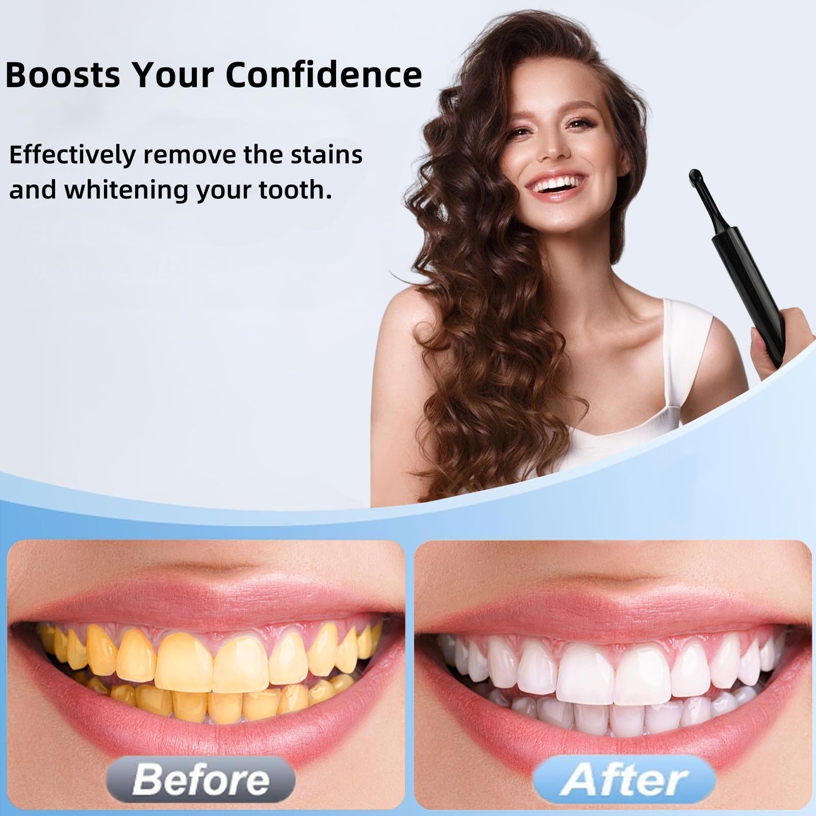 Tooth Polisher and Plaque Remover, Electronic Tooth Polishing Kit for Daily Cleaning Whitening, Rechargeable Dental Teeth Polisher with LED Light, 6 Polish Pastes, 5 Brush Heads, 4 Speed Modes
