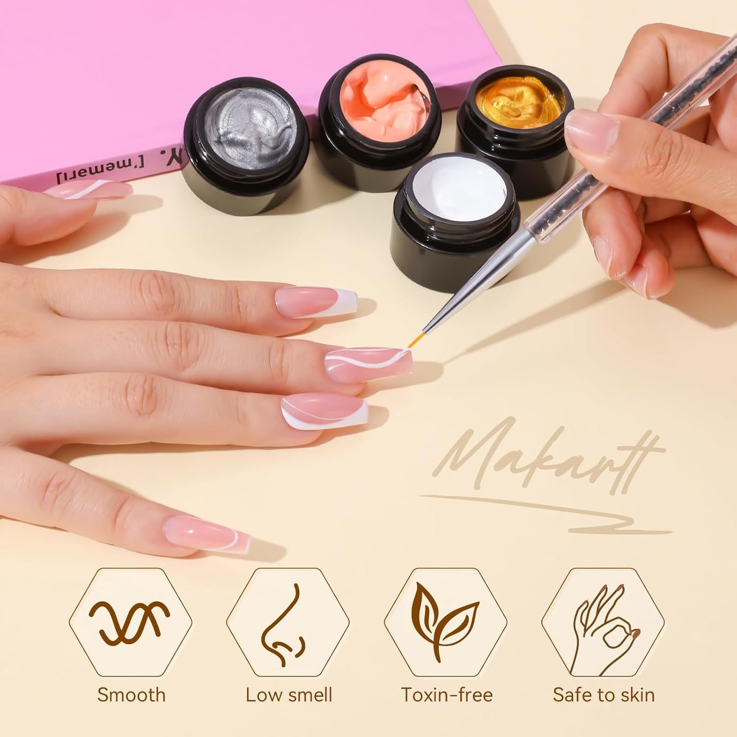 Ombre Gel Nail Polish Kit - 6 Colors for Gradient Blush Effect | Upgrade Pat Painting Gel with Sponge & Brush for Winter Manicure