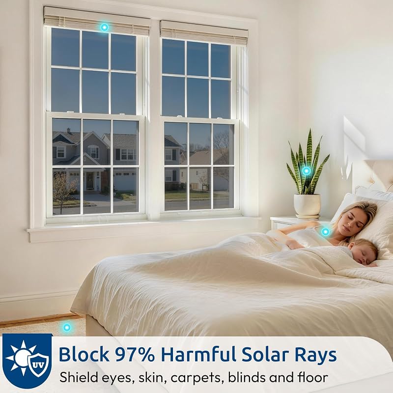 Rabbitgoo One Way Window Privacy Film 35.4" x 393.7" Black Silver - Heat Control