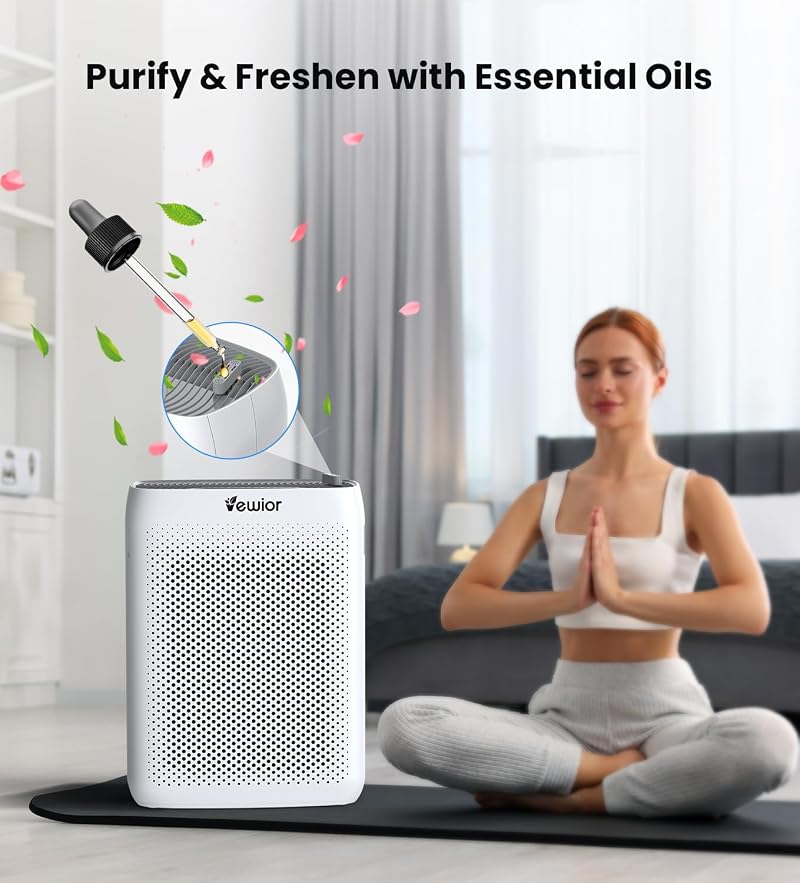 VEWIOR Large Room Air Purifier with Washable Filter, 3000 ft², White