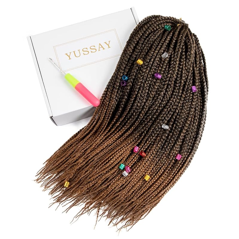 Crochet Box Braids 18in 144 Pcs Bundle, 6 Packs, #1B/27, 1B/27 Variation