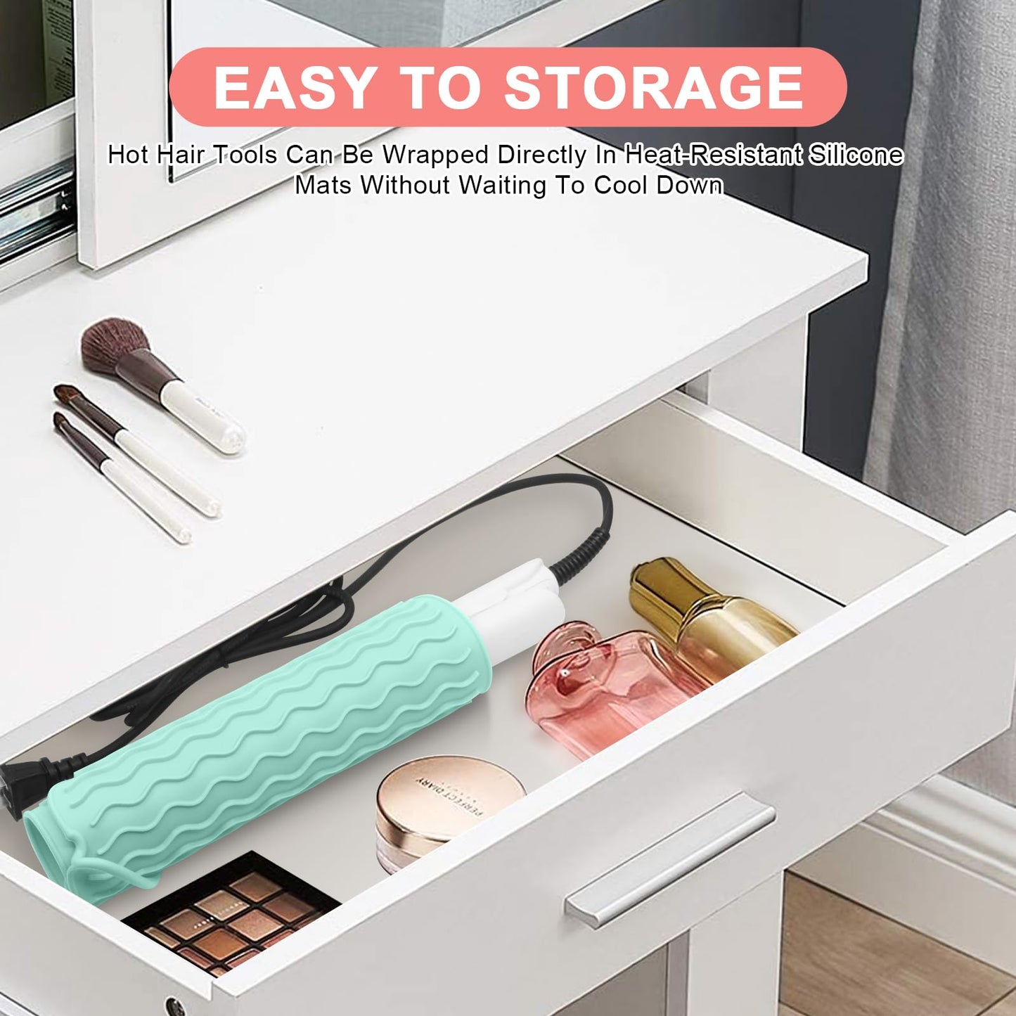 Suafrnut Plus Size Silicone Heat Resistant Mat, Portable Travel Hot Tools Pad Cover for Curling Iron, Flat Iron, Hair Straightener and Other Hair Styling Tools(12.0" x 9.0")