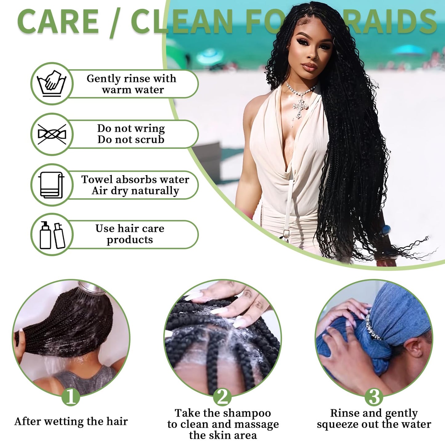 Human Braiding Hair for Boho Braids 120g 12A Deep Water Wave Bulk Human Hair Knotless Boho Braiding Curly 100% Virgin No Weft Extensions Bohemian Braids 3 Bundles/Pack Natural Color 24 Inch