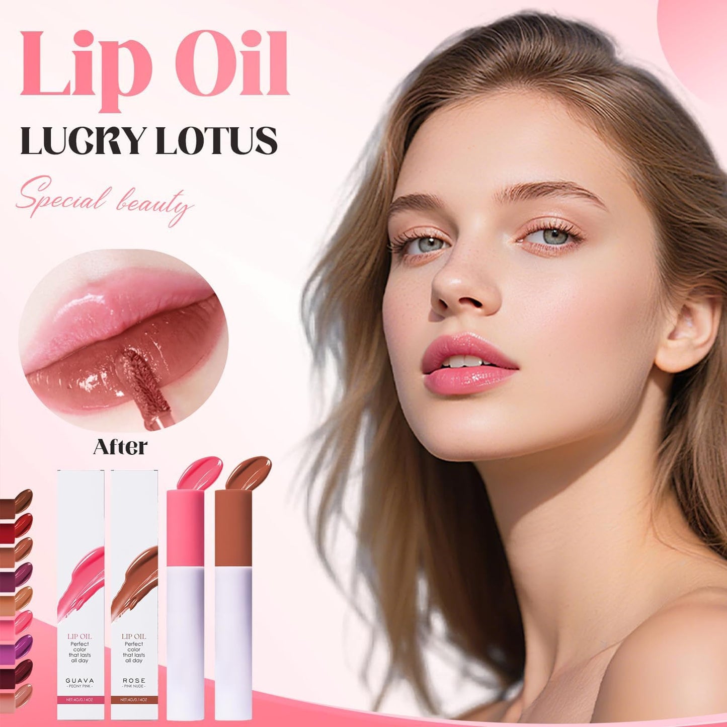 Facetlty Lassi Lips Staining Lip Oil, Lassi Lips Staining Long-Lasting Moisturizing Lip Oil, Lip Stain Sweet Waterproof, Non-sticky Lip Glow Makeup (ROSE)