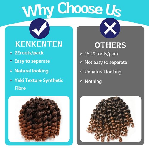 10 Inch Jamaican Bounce Crochet Hair 22 Strands 4 Packs Wand Curl Crochet Hair Curly Crochet Braids for Black Women (10 Inch (Pack of 4), #1B)