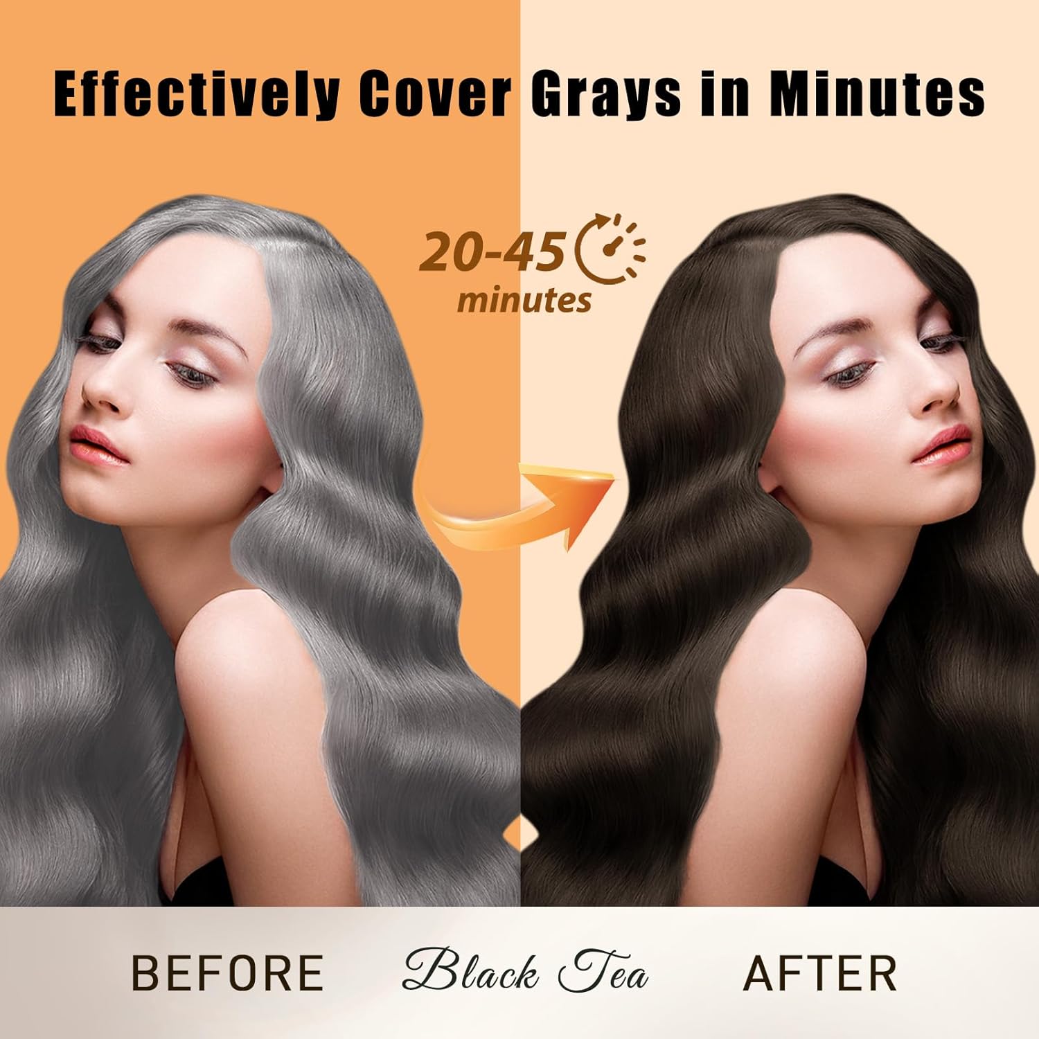 Natural Dark Coffee Hair Dye Shampoo 3-in-1 for Long-Lasting Gray Coverage - 16.9 Fl Oz