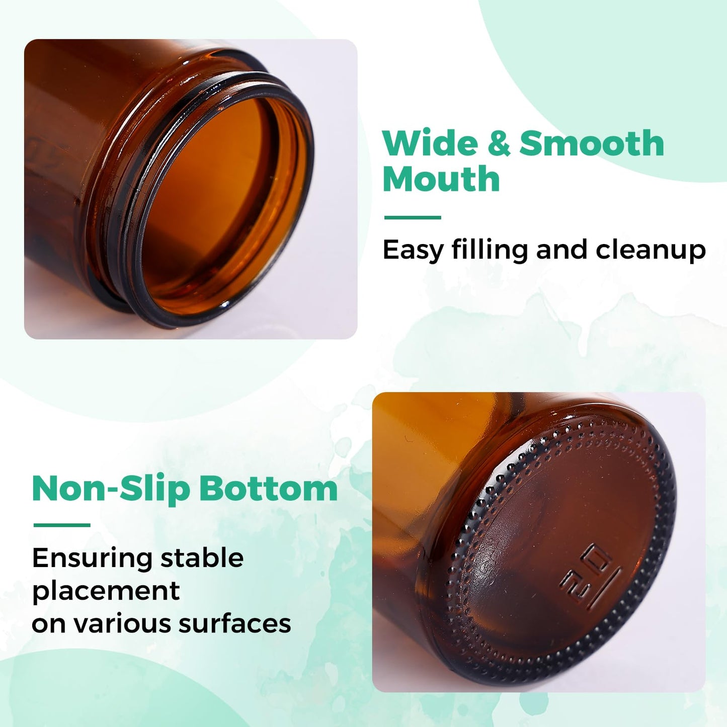 Jarsoph 2OZ Amber Glass Jars with lids, 36 Pack Empty Cosmetic Jars, Refillable Airtight Wide Mouth Container for DIY, Sample, Cream, Lotion, Candle Making, Powder, Cosmetic