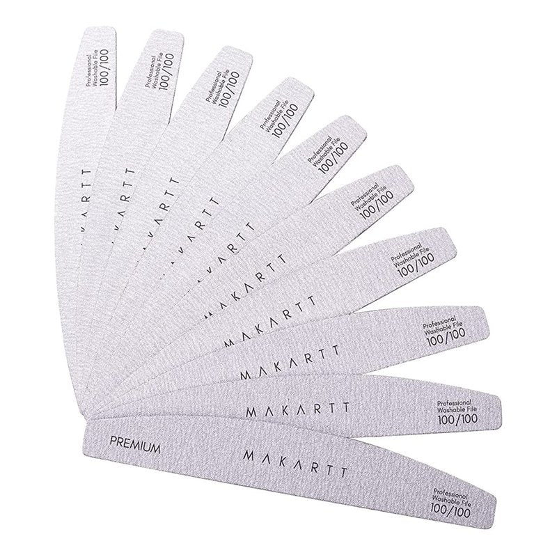Makartt Nail File: 100/180 Grit Emery Boards for Nails, 10 Pcs Zebra Doubled Sides Coarse Fingernail Filer for Acrylic and Extension Gel Removal Manicure Kit Salon Home Use