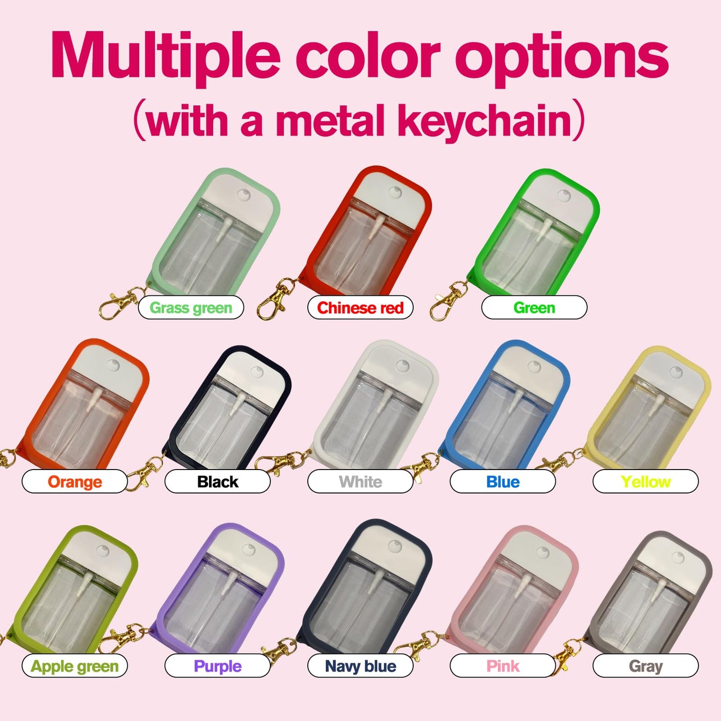 Silicone Case for Hand Sanitizer Spray 2025 Upgrade,Protective Case with Keychain,Non-Slip Grip,with Dust Cover& 50ml Portable Spray bottle&funnel,for Perfume, Body Care, Cosmetics