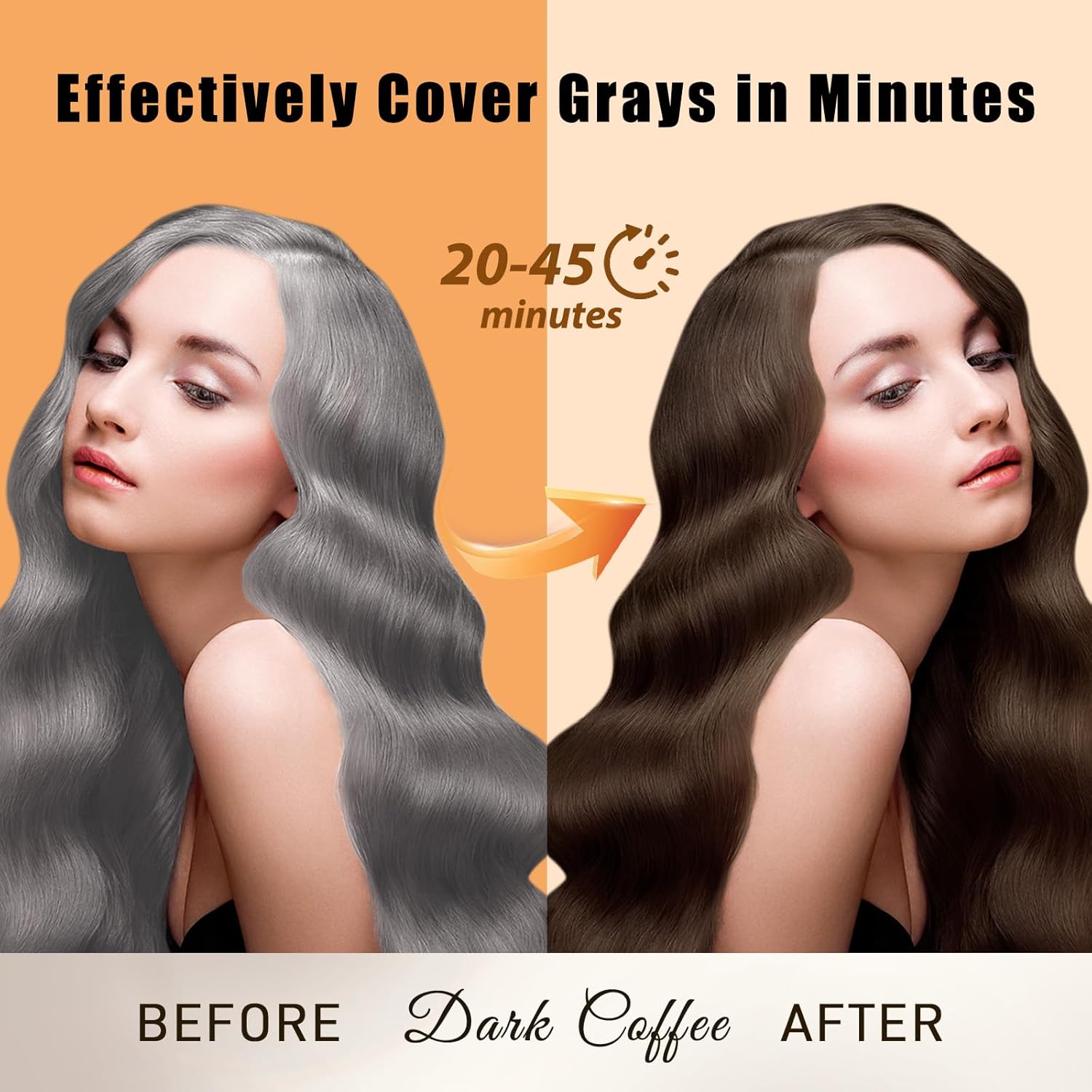 Natural Dark Coffee Hair Dye Shampoo 3-in-1 for Long-Lasting Gray Coverage - 16.9 Fl Oz