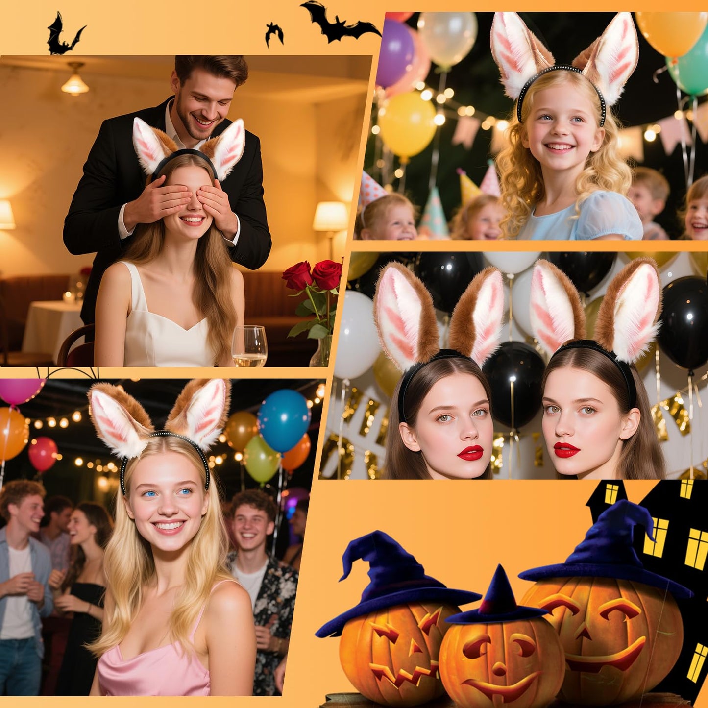 Zcargel Animal Ears Headdress Anime Handmade Faux Fur Cosplay Costume Ear Headdress for Adult Women Long Deer Ear Headband