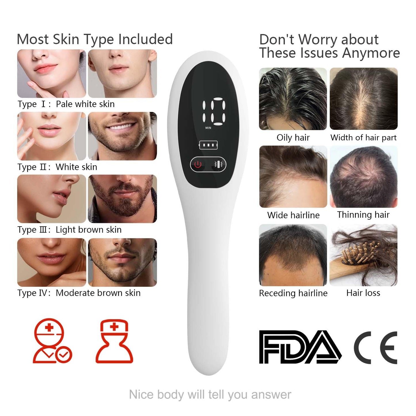 NBWTYA Laser Comb, Red Light Therapy for Hair Growth, Medical Grade Hair Loss Treatment Regrows Fuller and Thickness, Reverses Thinning, Stimulates Growth for Men & Women