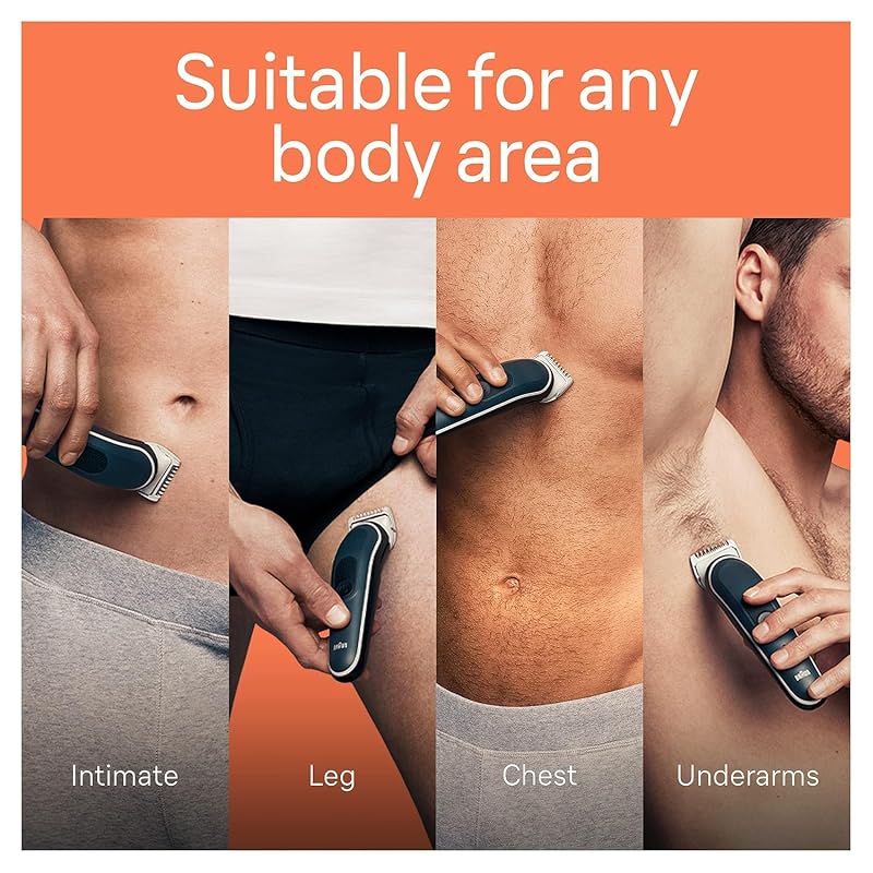 Braun Body Groomer 5360 Series 5 for Men – SkinSecure, 100-Minute Cordless, Wet & Dry