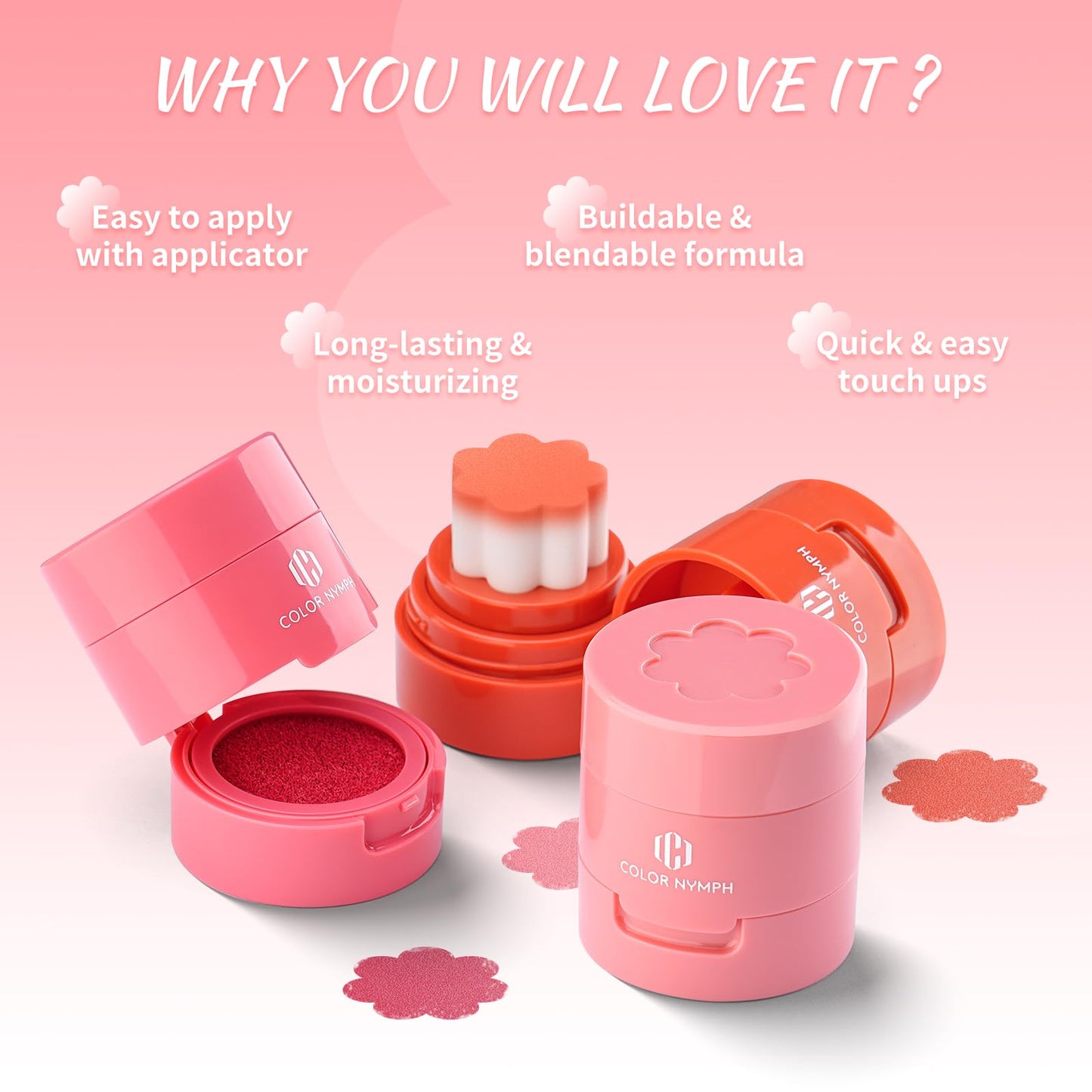 Color Nymph Liquid Stamp Blush, Multi-Use Face Blusher丨Makeup Blush for Eyes, Lips & Cheeks, Hydrating, Buildable & Long-lasting Formula, Vegan & Cruelty-free (Misty Rose)