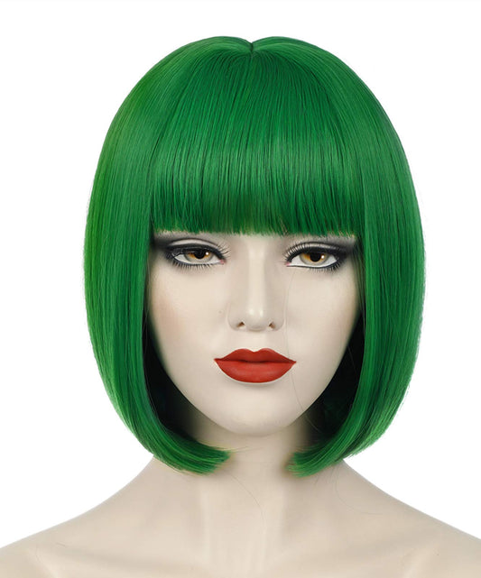 Bopocoko Green Wig Short for Women - St Patrick's Day Bob Wig With Bangs, Natural Cute Synthetic for Halloween BU110GR