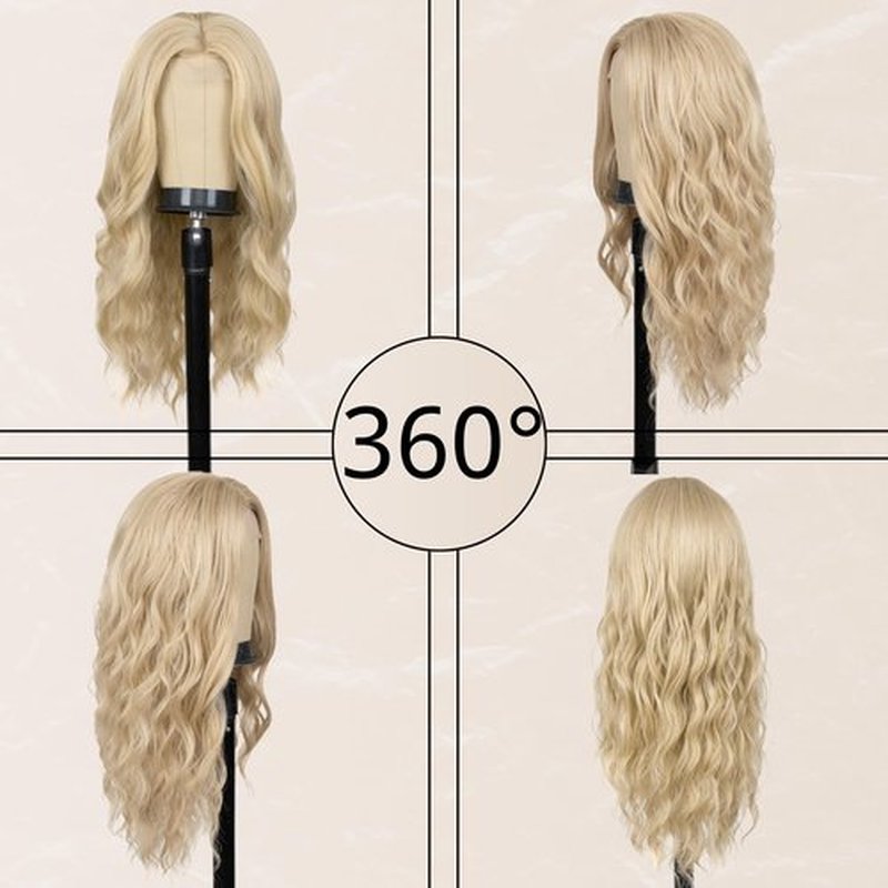 Long Blonde Wig for Women 26 Inch Middle Part Wavy Women Charming Wigs Realistic Natural Looking Synthetic Heat Resistant Fiber Hair for Daily Party Use