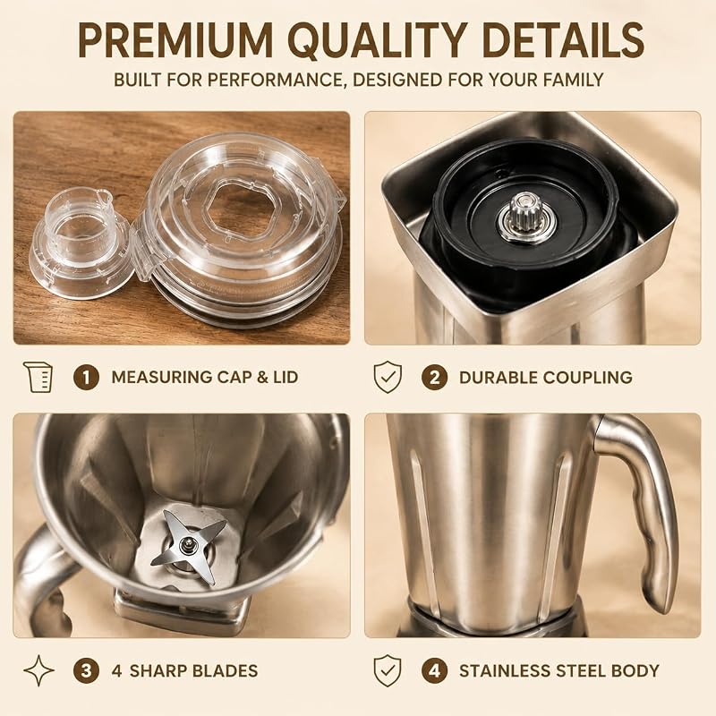 48oz Stainless Steel Blender Pitcher Replacement for Vitamix