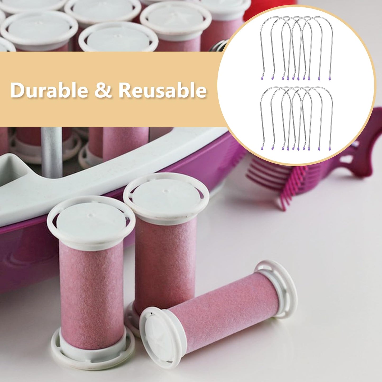 Oruola 20pcs Hot Roller Clips for Electric Rollers, 1.5In Hot Roller Pins Kit for Long Hair, Portable Electric Rollers Clips Travel Hot Roller Securing Clip, Purple
