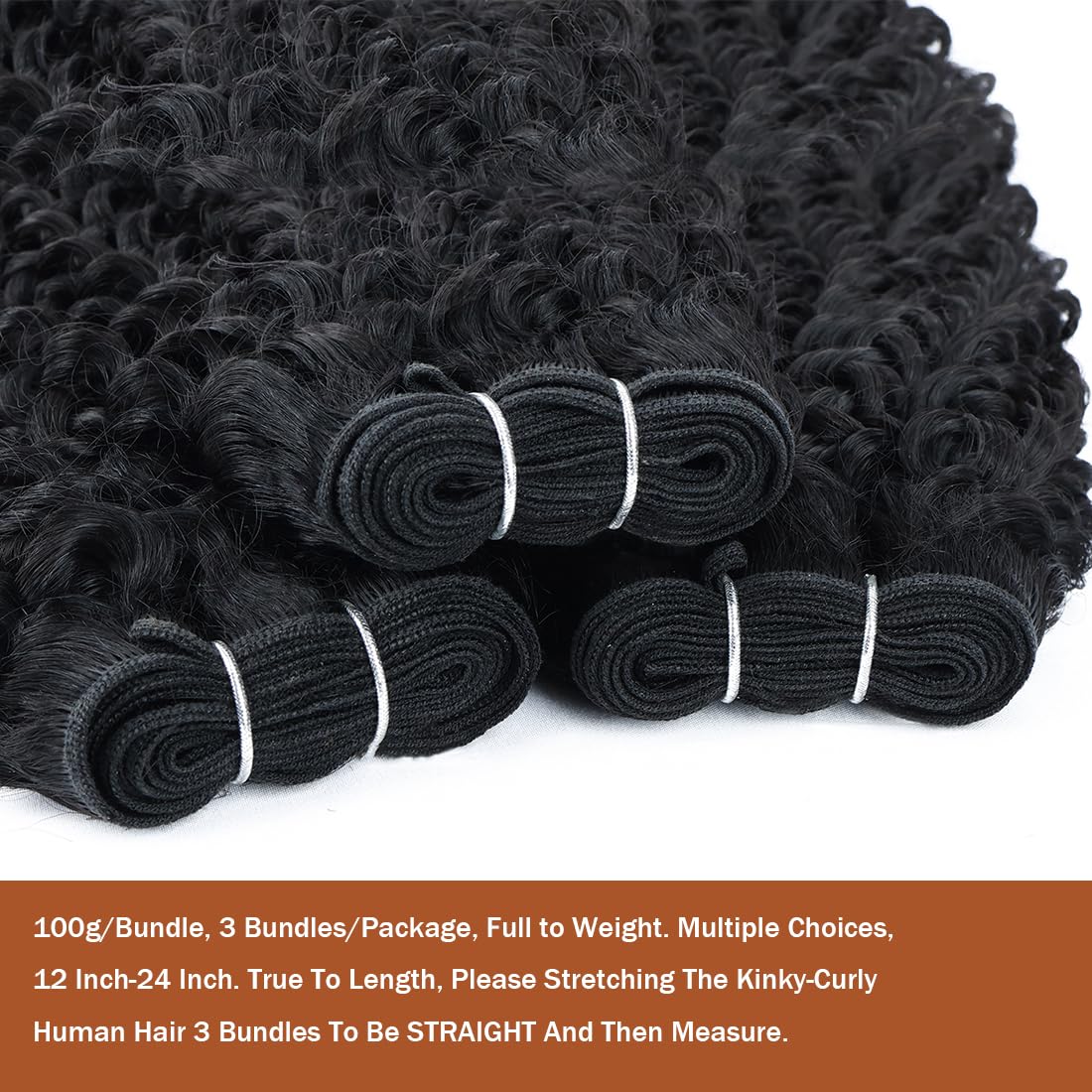 Ladoux Kinky Curly Bundles Human Hair 20 22 24 26Inchs Kinky Curly Human Hair 4 Bundles 100% Unprocessed Brazilian Virgin Remy Hair For Women Natural Black Color