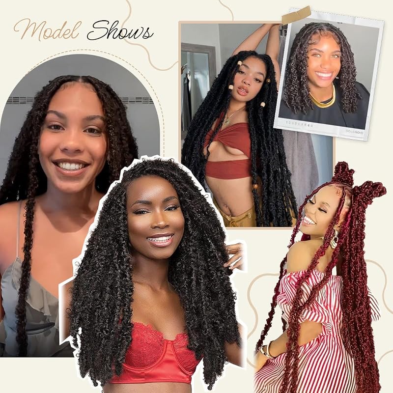 24 Inch Distressed Butterfly Locs Crochet Hair - 8 Pack, 1B + Variation: 1B+24 Inch (Pack of 8)
