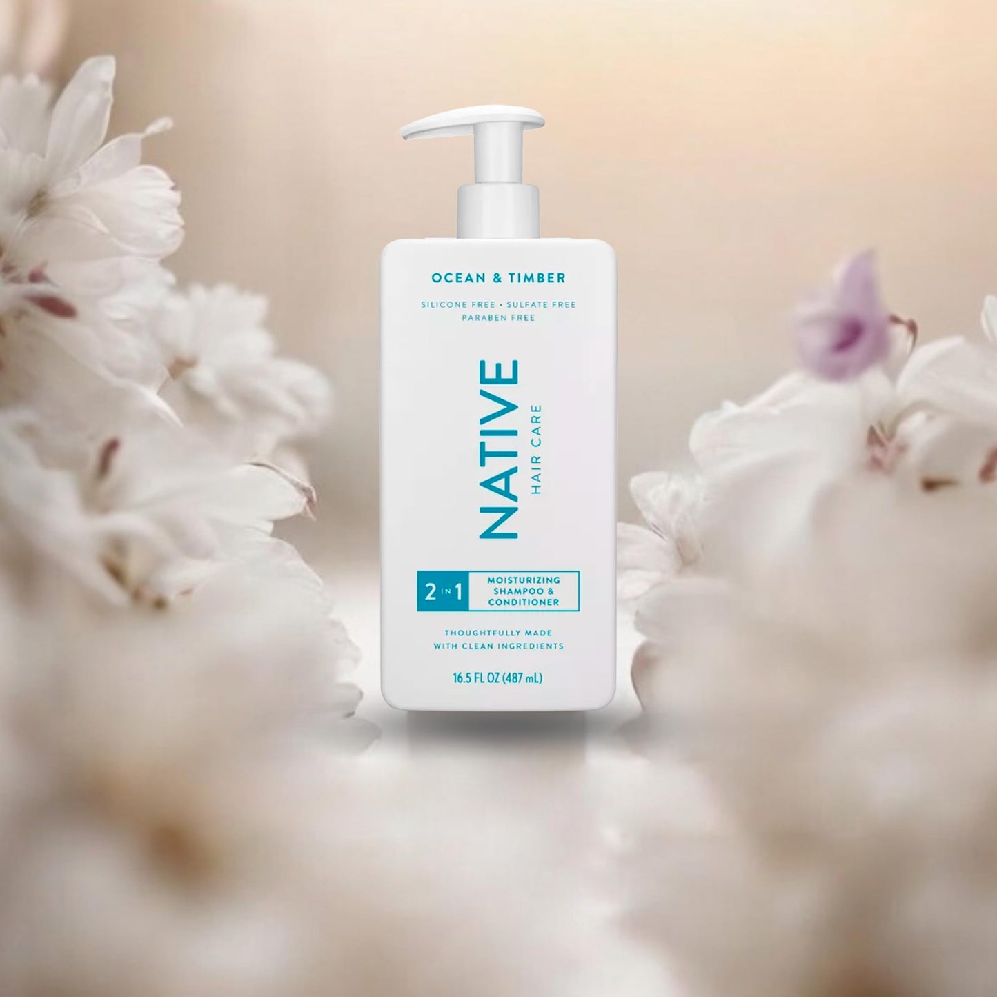 Native - 2-in-1 Shampoo & Conditioner Ocean & Timber - Contain Naturally Derived Ingredients | All Hair - Silicone, Sulfate and Paraben Free - Full & Thick - 16.5 FLOz - Pack Of 01