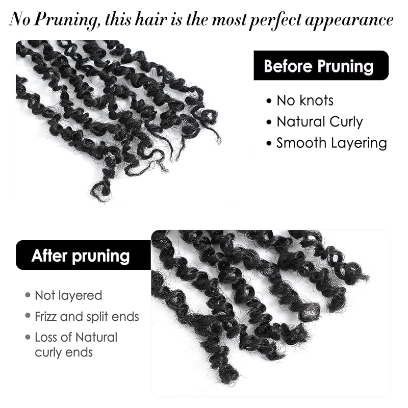 Yanky Twist Crochet Hair - 12" 14" 16" Natural Black (1B#) 9 Packs, Pre-Mixed
