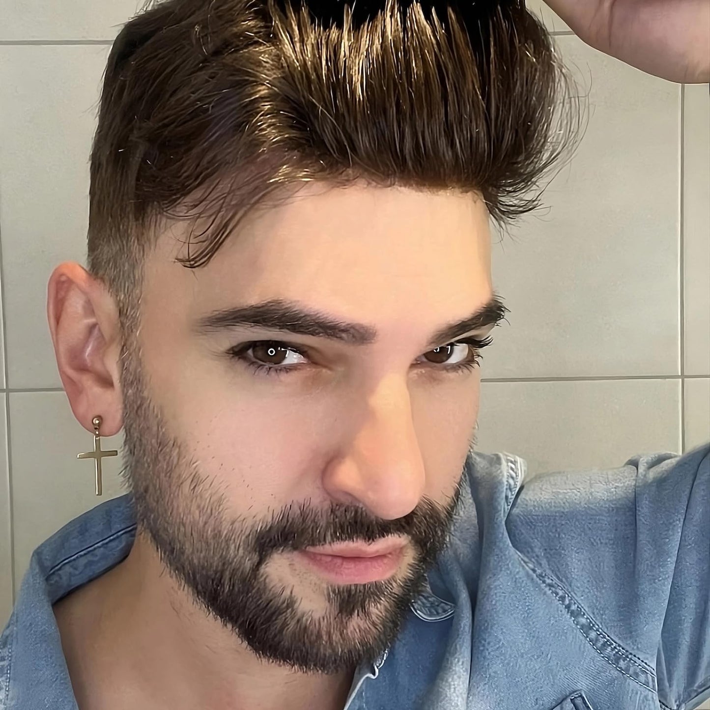 Topunique Mens 0.08mm Thin Skin Toupee, #1B20 Natural Black with 20% Gray Hair V-Looped Invisible Hairline 8x10 Inch PU Base Remy Human Hair for Men