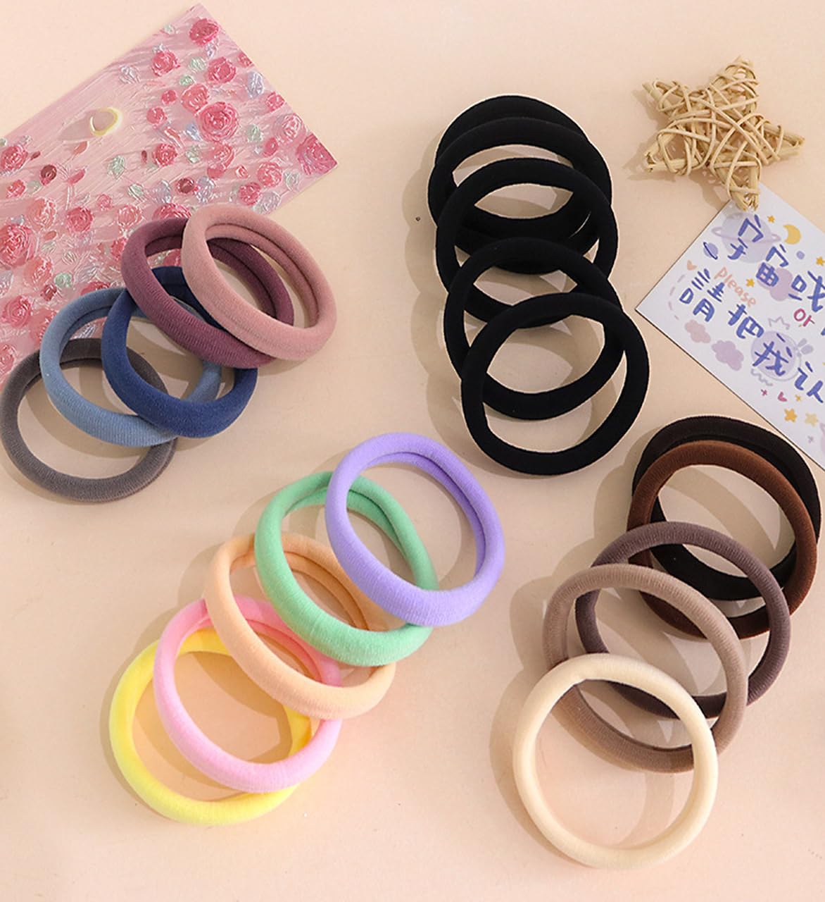 100PCS Soft Stretch Hair Bands - Seamless Elastic Hair Ties, Gentle Ponytail Holders for Thick/Thin Hair, No Pull No Damage Hair Elastics for Women, Girls, and Kids