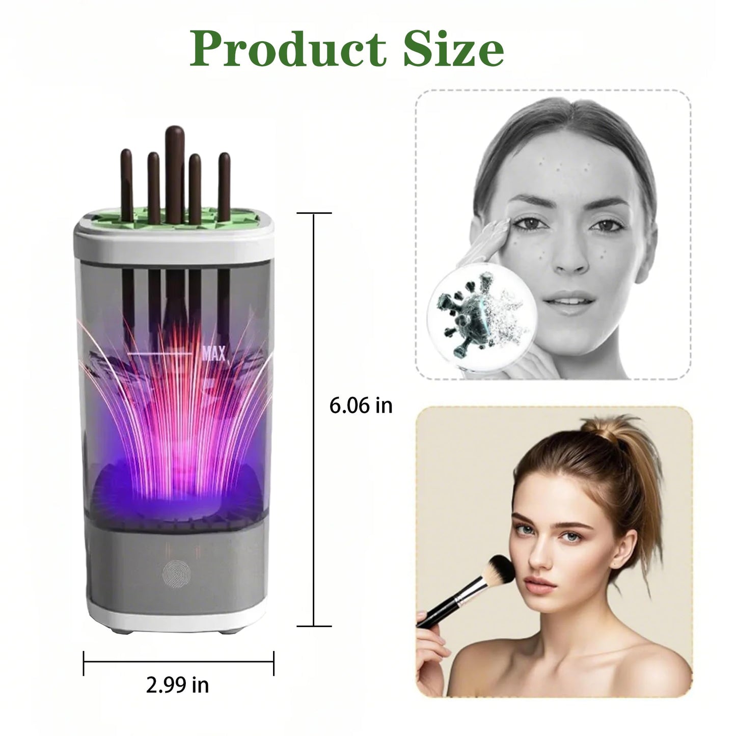 3 IN 1 Automatic Makeup Brush Cleaner-9000 RPM Makeup Brush Cleaner Machine and Dryer Portable Automatic USB Cosmetic Brushes Cleaner Tool for All Size Beauty Makeup Brush Travel Set