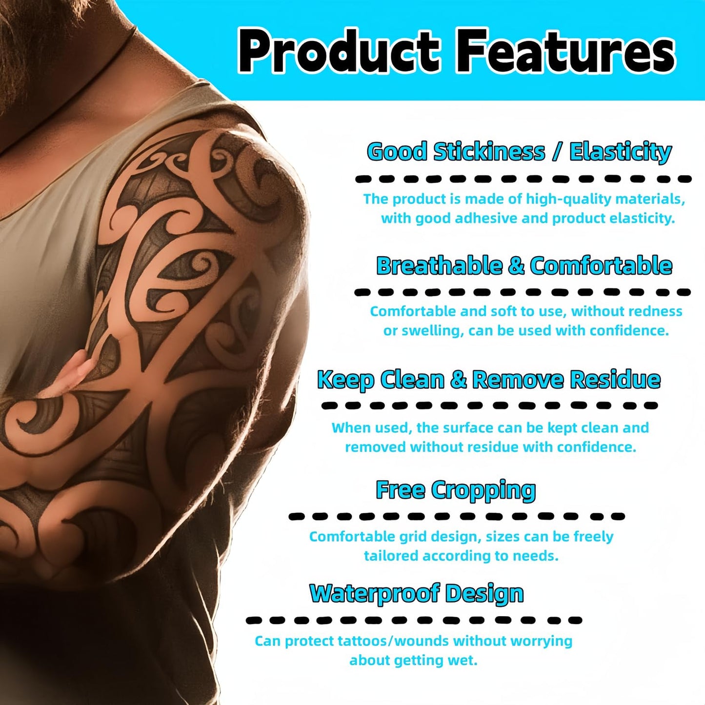 ANAMPION Tattoo Aftercare Waterproof Bandages 6"x2 Yard Second Skin Bandage Tattoo Cover Up Tape for Faster Tattoo Healing Recovery and Skin Care Protection Waterproof Bandage Transparent Film