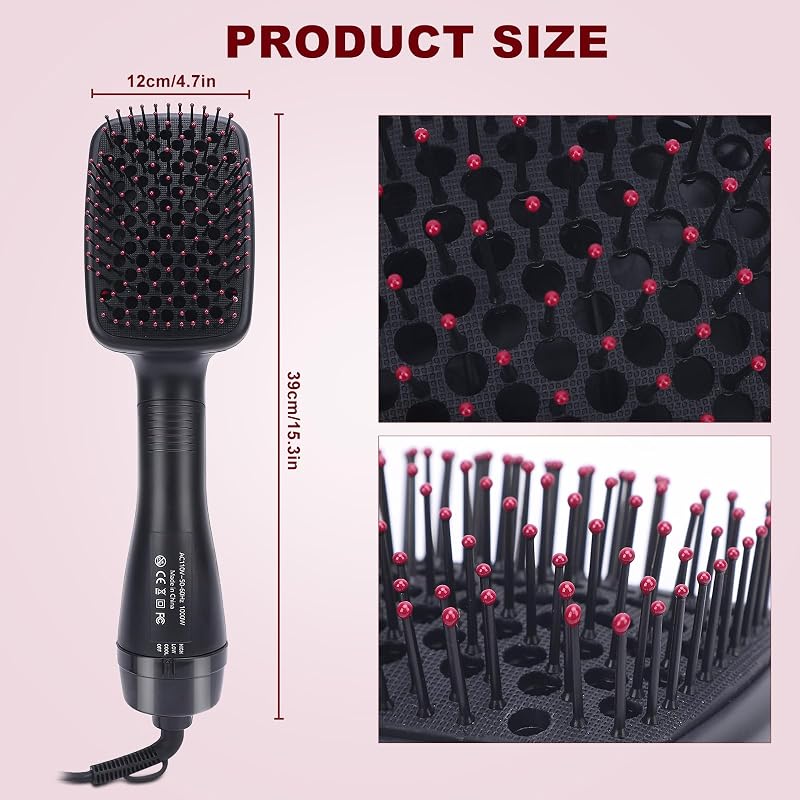 2-in-1 Hair Dryer Brush Straightener with Negative Ions for Smooth, Frizz-Free Hair
