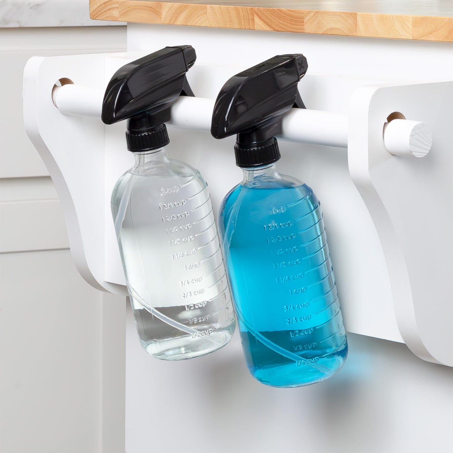 Cornucopia Brands 16-Ounce Clear Glass Spray Bottles with Measurements (Pack of 2) Sprayer Bottle with 3-Setting Heavy Duty Sprayers for Mist, Stream, OFF