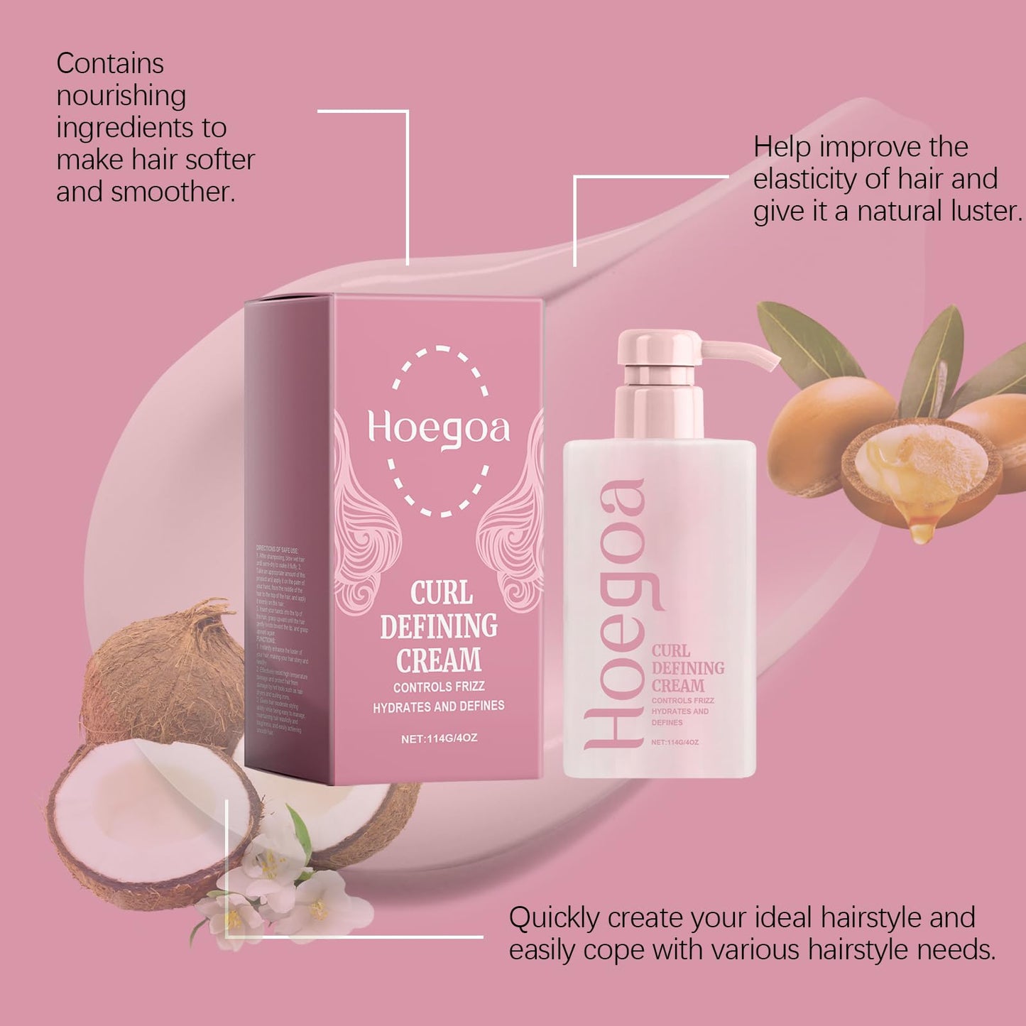 Curl Defining Cream, Curl Cream for Curly Hair Anti Frizz,Moisturizing, Smoothing for Curly & Wavy Hair(1PC)